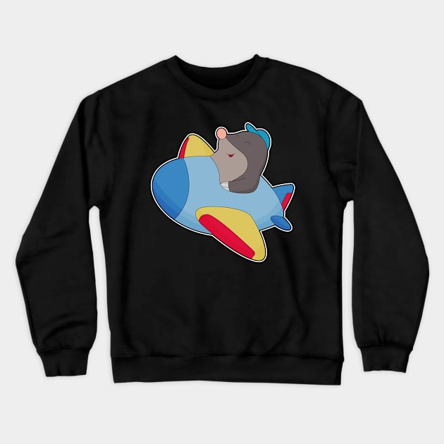 Mole Pilot Airplane Crewneck Sweatshirt by Markus Schnabel